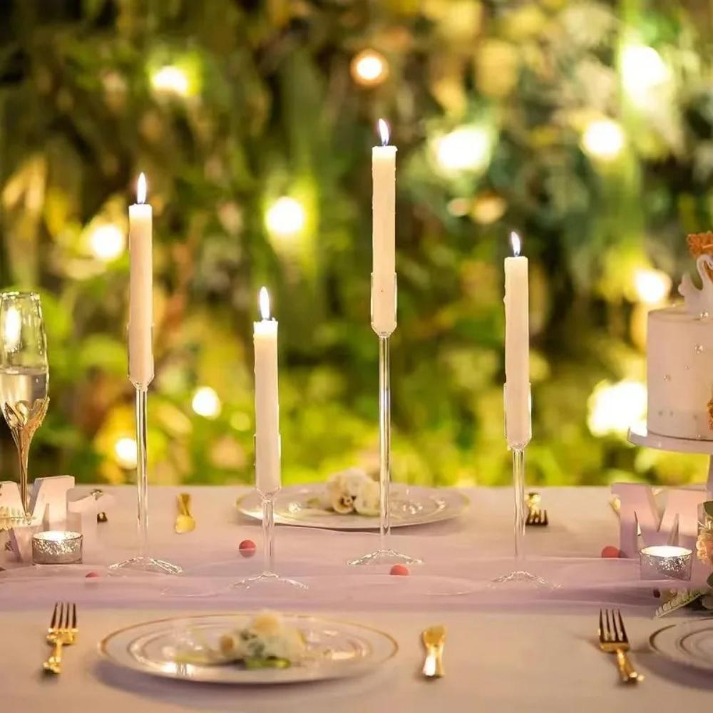 Nordic Minimalism Clear Glass Candle Holder Table Decor Party Supplies Tabletop Candle Holders Candlelight Dinner Props