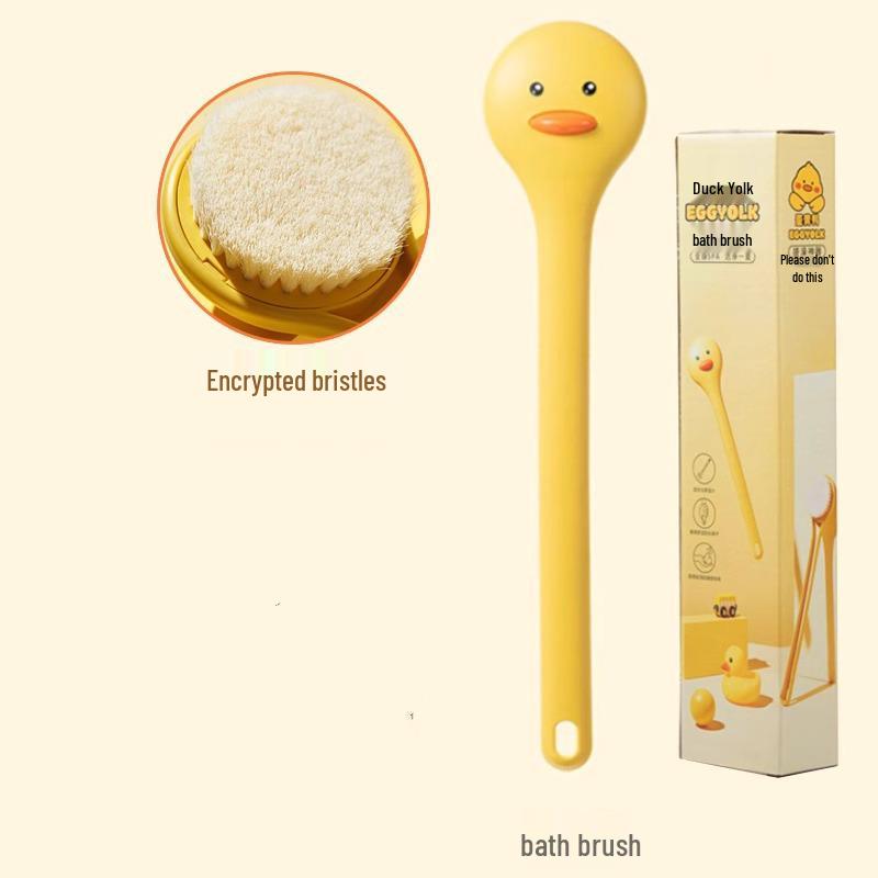 

Cute Duck Soft Bristle Long Handle Bath Brush: No Help Needed Back & Body Scrubber