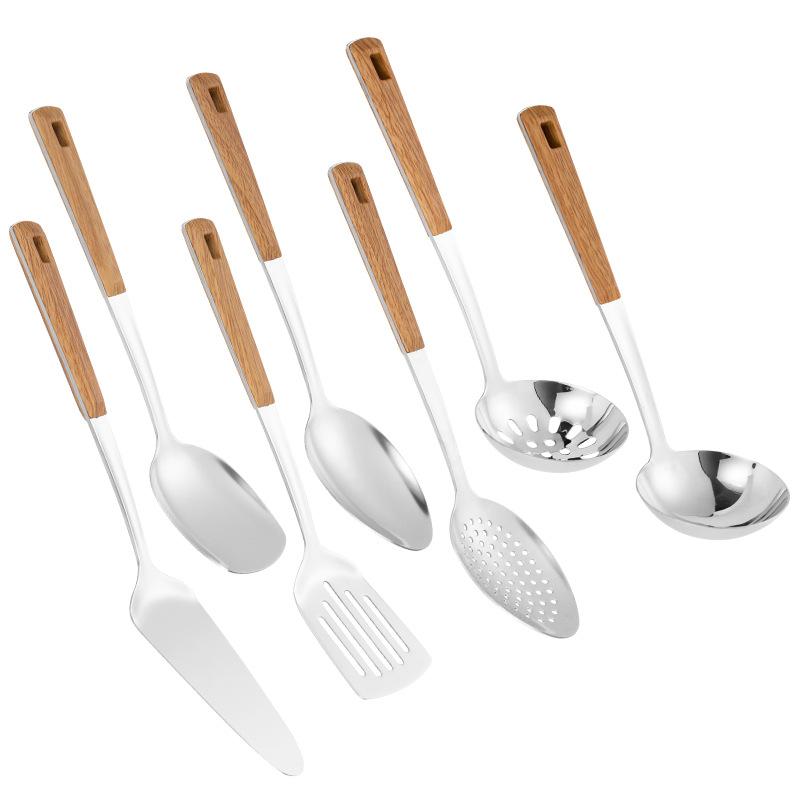 Verdickter Edelstahl Haushaltsküchenspatel Bratspatel Reislöffel Sieb zum Kochen