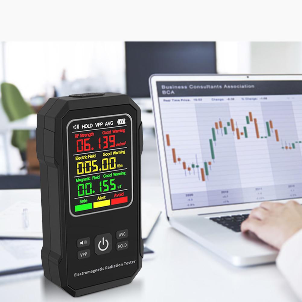 Electromagnetic Radiation Detector Multi-Function Magnetic-field Intensity Tester Backlight EMF Detection Device for Home Office