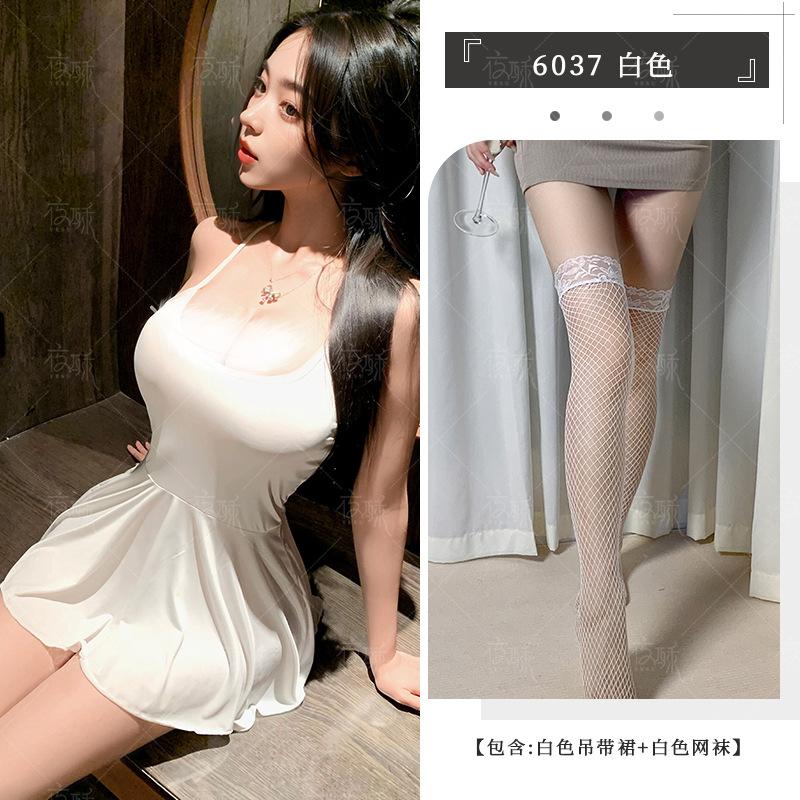 Sex Underwear Pajamas High Elastic Ice Silk Backless Sexy Hip Skirt Seduction Tights Suspender Dress