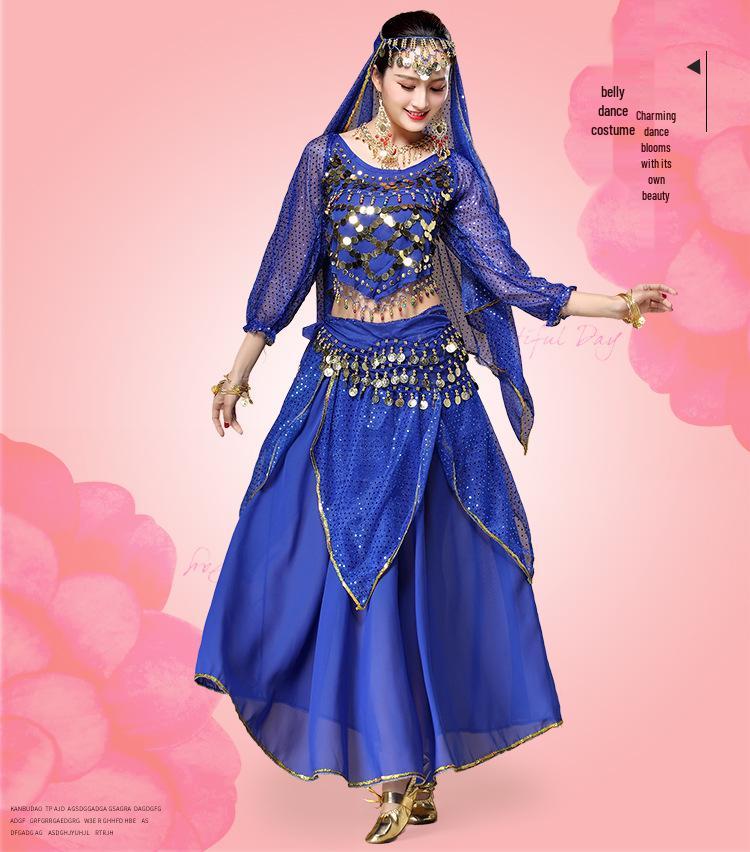 Huayu Women's Indian Belly Dance Long Sleeve Set - Spring/Summer Performance Costume
