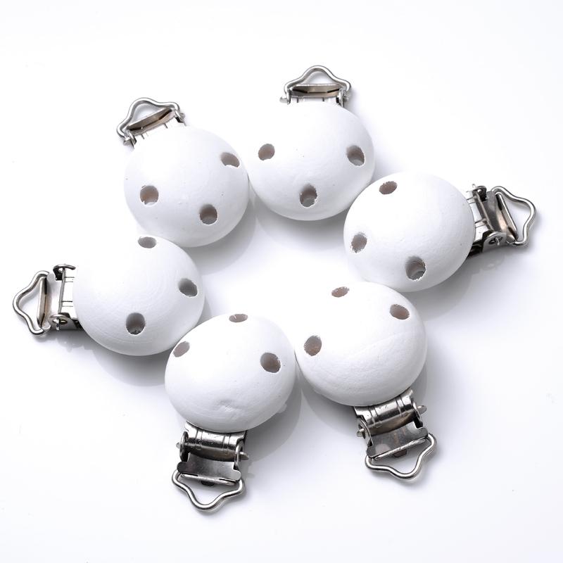10Pcs 30mm Baby Wooden Pacifier Clips Round Wood Clip for Baby Pacifier Log Nipple Chain Holder Accessories BPA Free