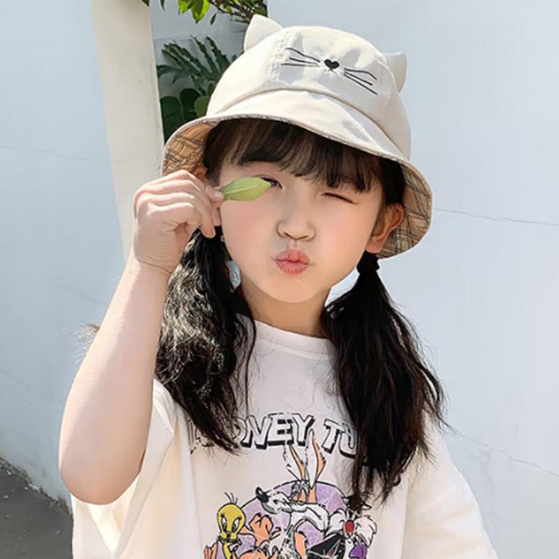 Cute Baby Hat With Cat Design Japanese Style Sun Protection Hat For Summer