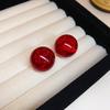 Silver Needle Ankara Red Geometric Stud Earrings Female Korean Ins Fashion Design Earrings High-end Exquisite Earrings