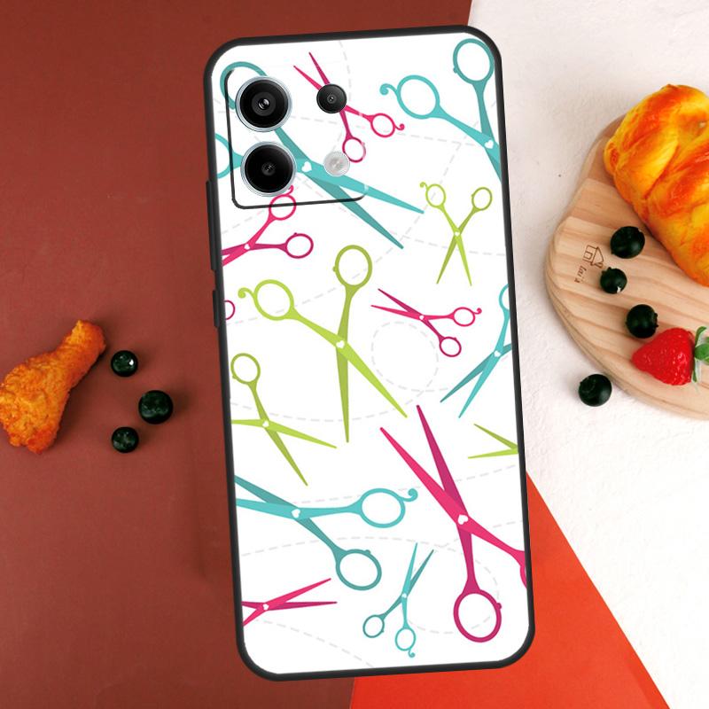 Hair Stylist Scissors Brush Switch Case For Xiaomi Redmi Note 14 13 Pro 9 10 11 12 Pro 10S 11S 12S Redmi 14C 13C 10C 12C Coque