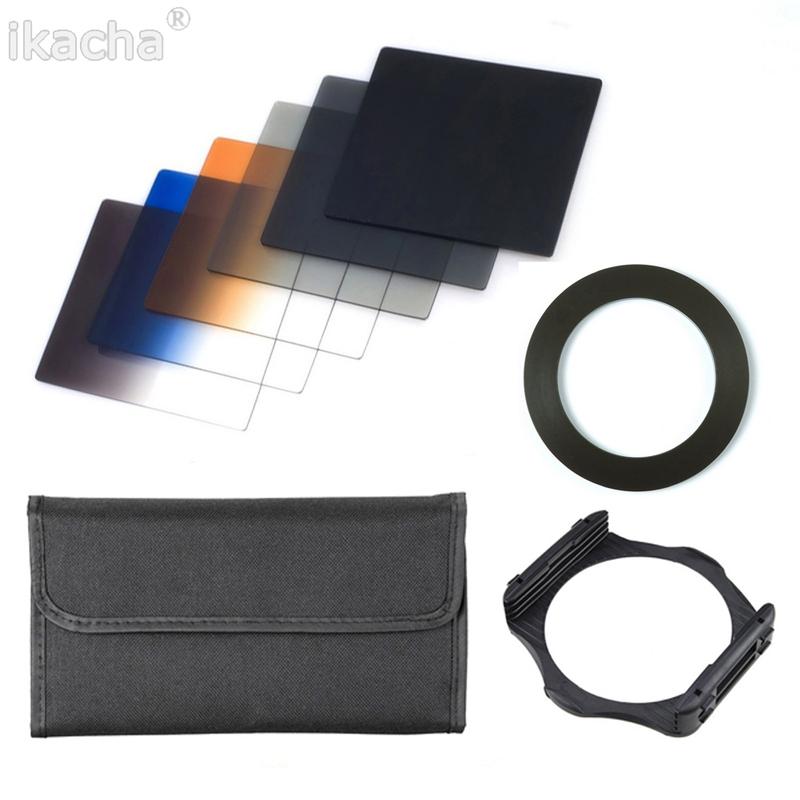 

9 in 1 ND 2 4 8 + Gradual ND4 Blue Orange Filter 49 52 55 58 62 67 72 77 82mm Kit for Cokin P Set SLR DSLR Camera Lens 82mm