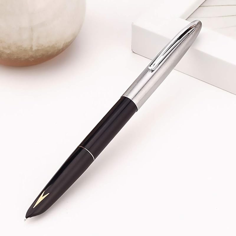 Lanxivi 3-Piece Genuine Hero 329 Fountain Pen with Fine Nib, Gold Arrow Pattern, and Stainless Steel Cap