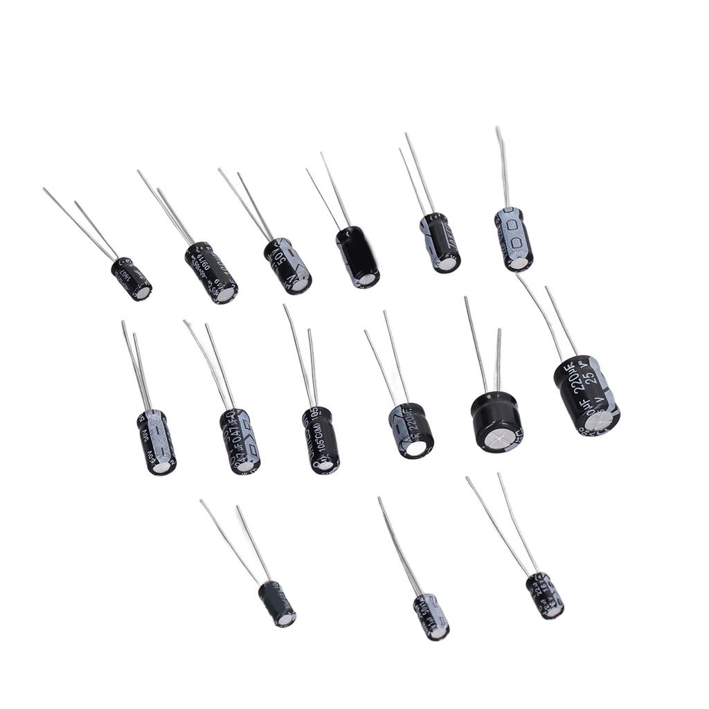 215Pcs Electrolytic Capacitor 0.1uF‑330uF Aluminium 15 Value Assortment Kit for Radio TV