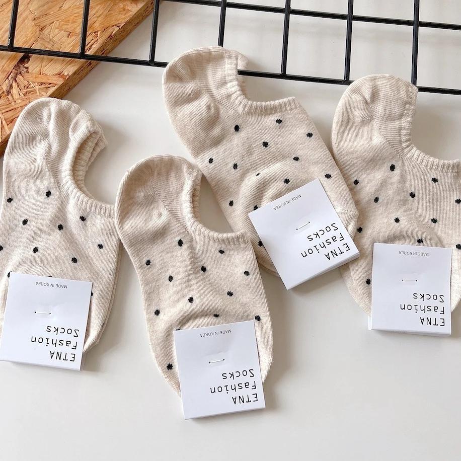 Cotton Polka Dot Boat Socks for Women Spring Summer New Fashion Non-slip Breathable Invisible Spotted Short Low Ankle Stockings