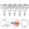 KaiYi Curtain Ring Clips, Curtain Clip Hooks, Opening Design, 39mm Inner Diameter, Easy Installation, Steel, Set of 20, Silver