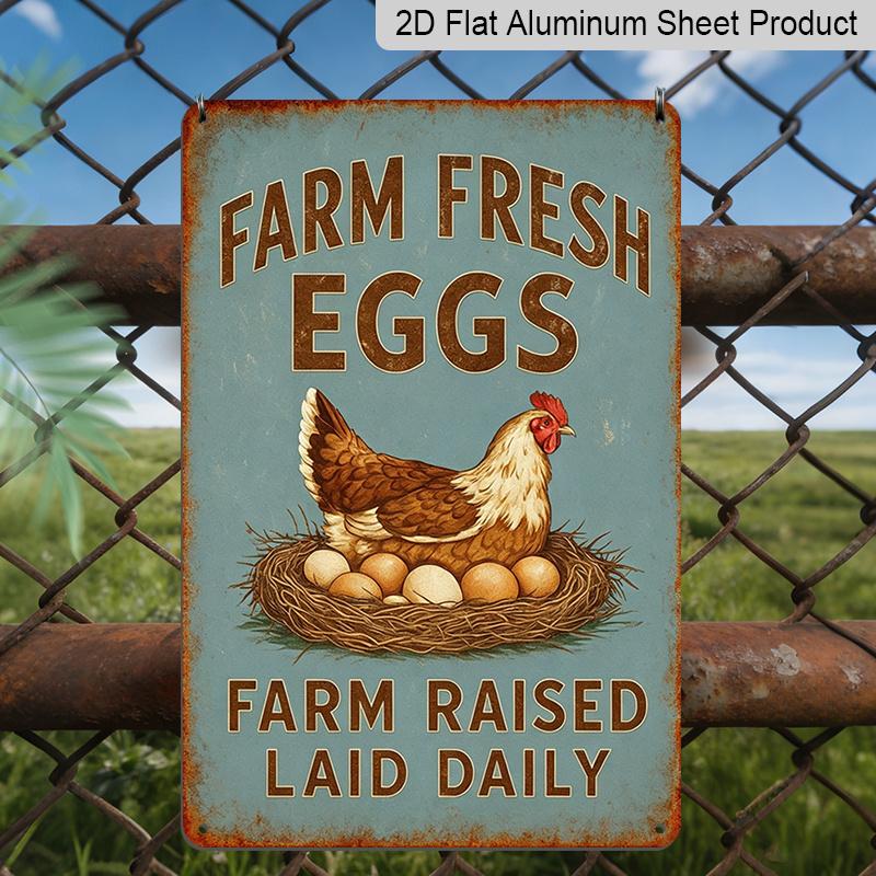 

2D Flat 1pc Aluminum Art Card Featuring A Chicken Farm, Perfect for Adding A Playful Touch To Your Outdoor Space, Living Room, Bedroom, Bathroom 20*30cm
