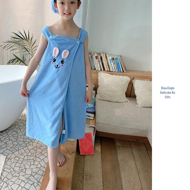 Coral Fleece Cartoon Bath Towel Set: Thick, Absorbent, Embroidered for Children and Mothers