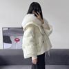 Winter new fox big fur collar down jacket women's short loose thickened white duck down fur jacket