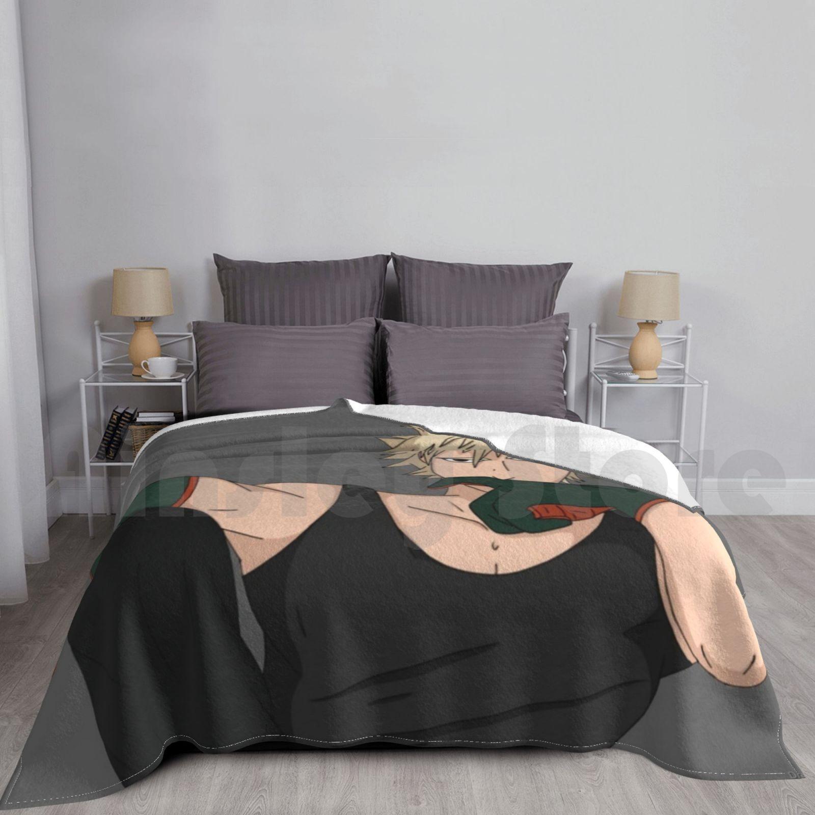 Bakugou-Stare Down Blanket For Sofa Bed Travel Boku No Hero Academia Kachan Kacchan Mha Bnha Katsuki Bakugo Size: 75*100cm, Weight: 230 GSM