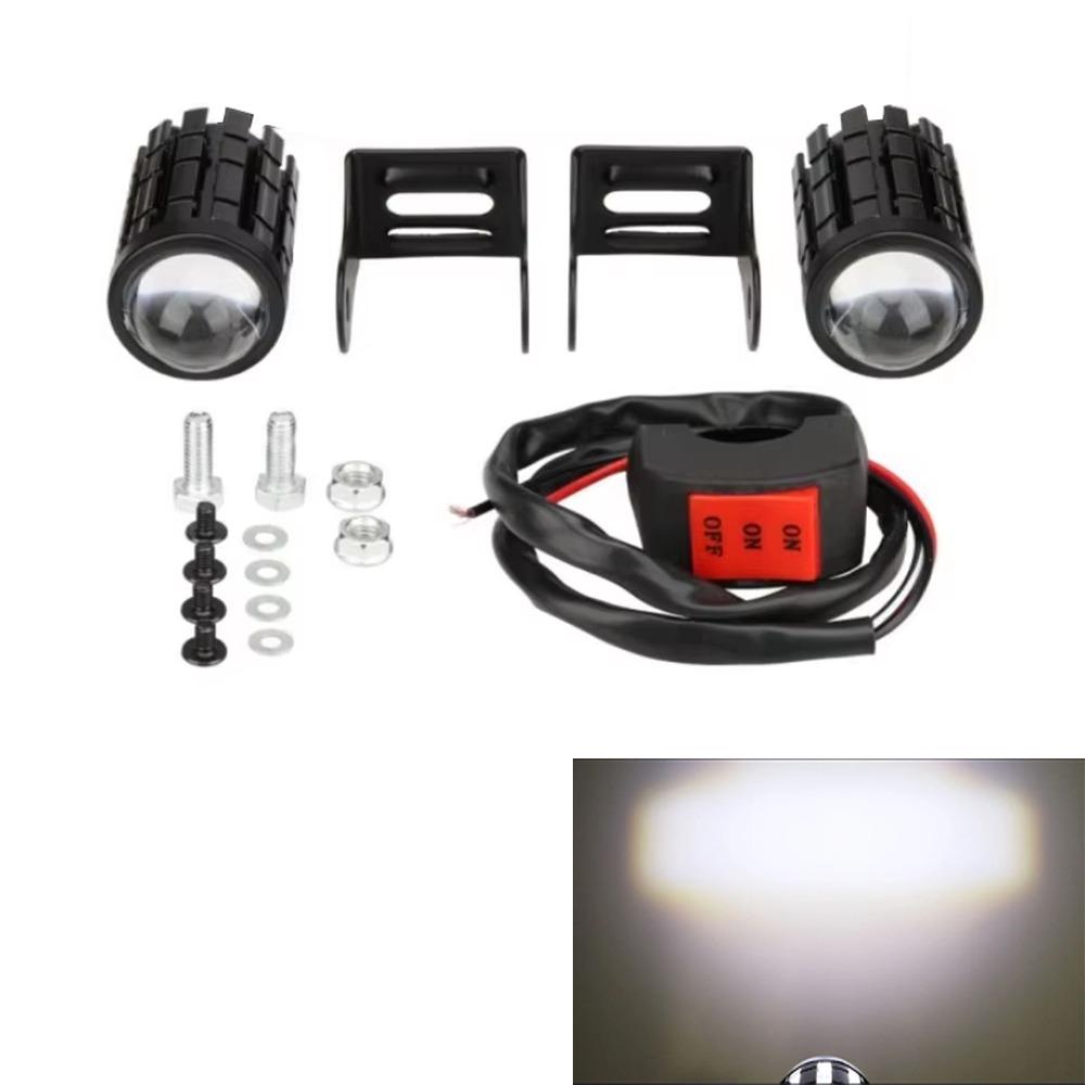 2Pcs Fisheye Lens Motorcycle Mini Driving Light LED Headlight Projector  Car Additional Lights