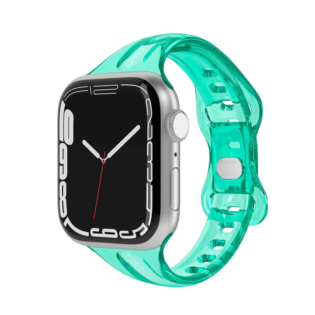For Apple Watch Band 41mm 40mm 38mm 45mm 44 Women Girl Transparent Clear Slim Soft Silicone Strap For iWatch Series 7/6/SE/5/4/3