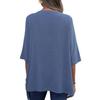 Women's Cotton and Linen Round Neck Irregular Shirt Five-point Sleeve Blouse