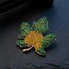 Red Green Color Maple Leaves Full Crystal Rhinestone Brooch Pins Party Wedding Girl Friend Christmas Gifts