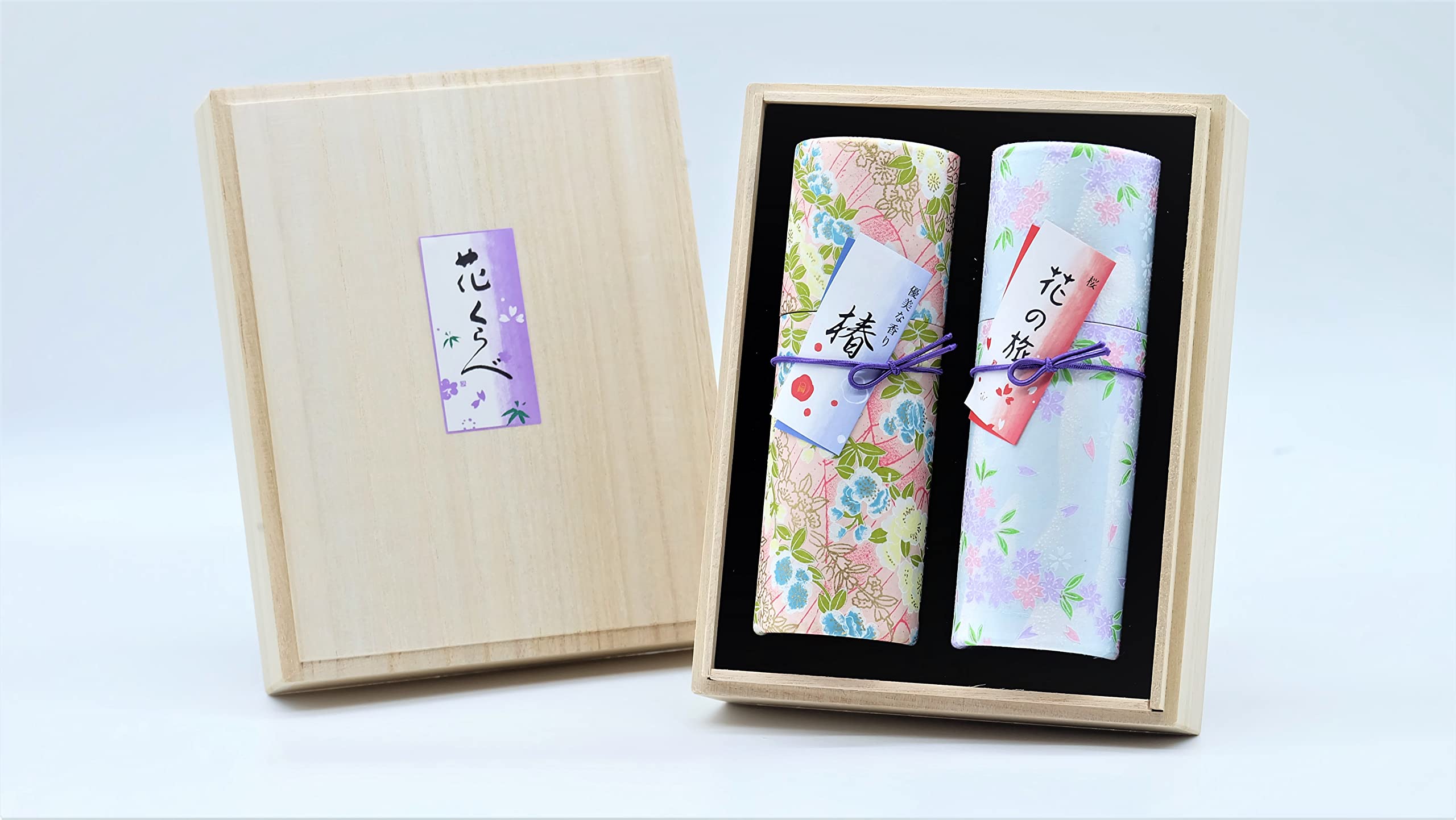 

[Mourning Sympathy Gift] Incense Set, Premium Paulownia Wood Box, Low-Smoke Incense, Hanakurabe Two-Type Incense, Elegant Cherry Blossom Scent, Gift