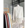 Korean simple round neck singlebreasted candycolored knitted cardigan women's new early autumn gentle wind longsleeved jacket