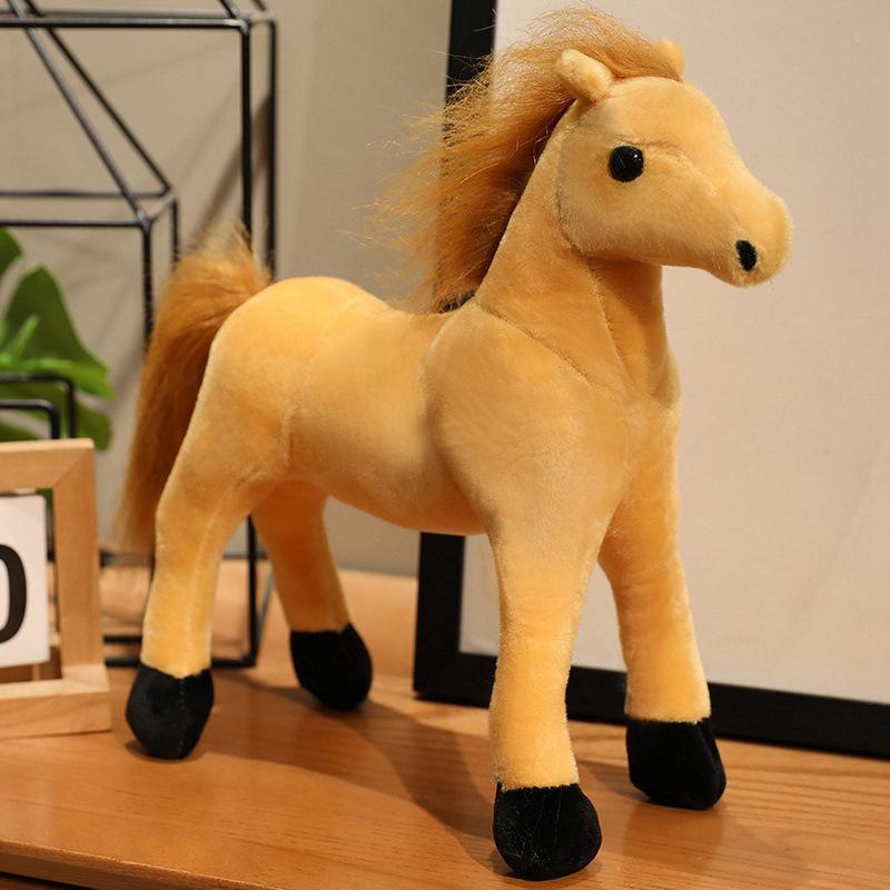 Simulation animal black pony doll plush toy small white horse zodiac horse doll children's doll