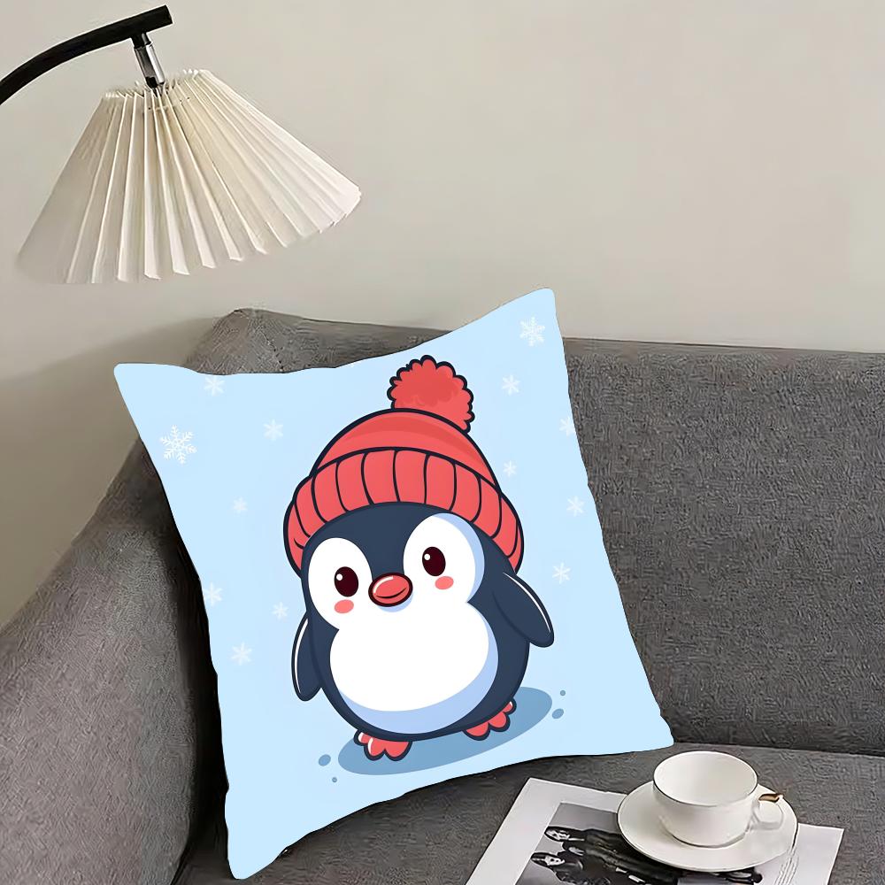 Penguin Cute Cushion Cover Pillowcase Ultra Soft Skin Friendly Fabric Cloud Like Comfort & Concealed Zipper