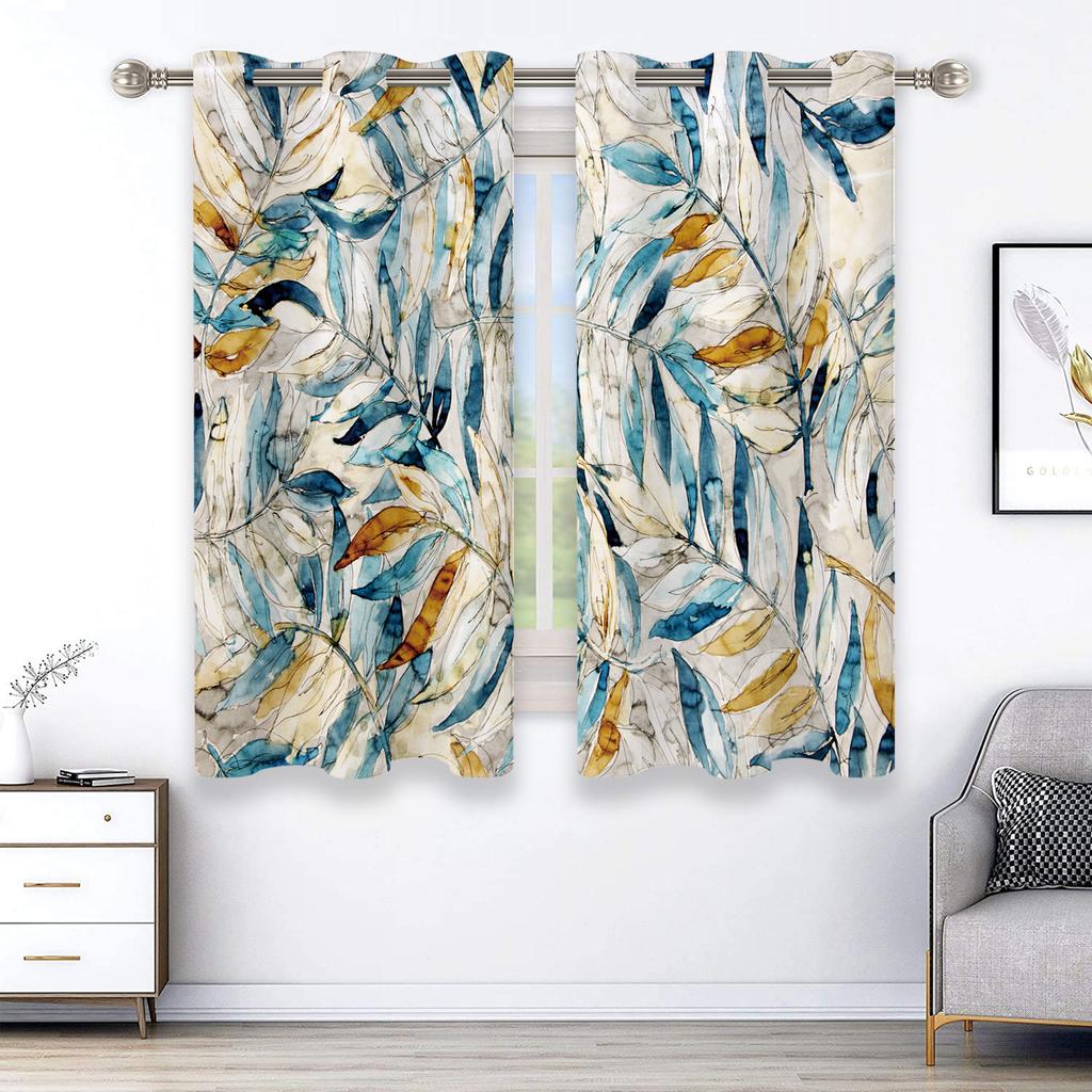 Tropical Vegetation Green Curtains Digital Printing Curtain Rod Pocket Curtains For Living Room Bedroom Home Decoration 2PCS