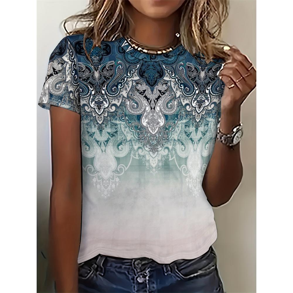 Women s Summer Short Sleeve T Shirt Casual Fashion Clothing Witch Patterns Plus Size Women s Tops Vacation Travel Clothing M