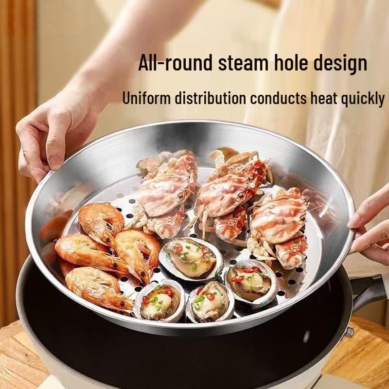 Zhishi 32CM 410 Stainless Steel Wok Steamer Tray Set