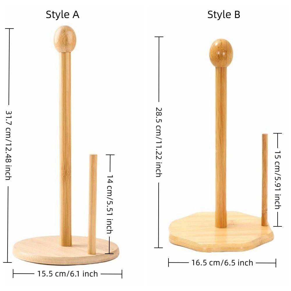Minimalist Paper Towel Holder Bamboo Tissue Stand Multipurpose Vertical Paper Holder  Bathrooms