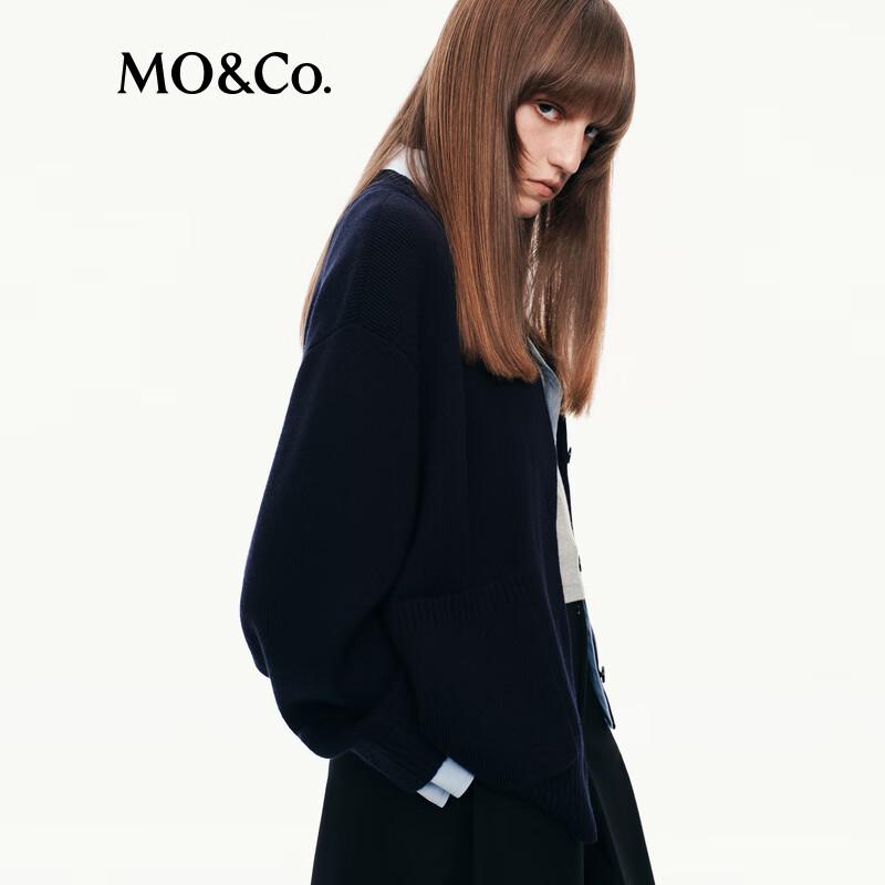 MO&Co. Women's 100% Wool V-Neck Loose Fit Sweater