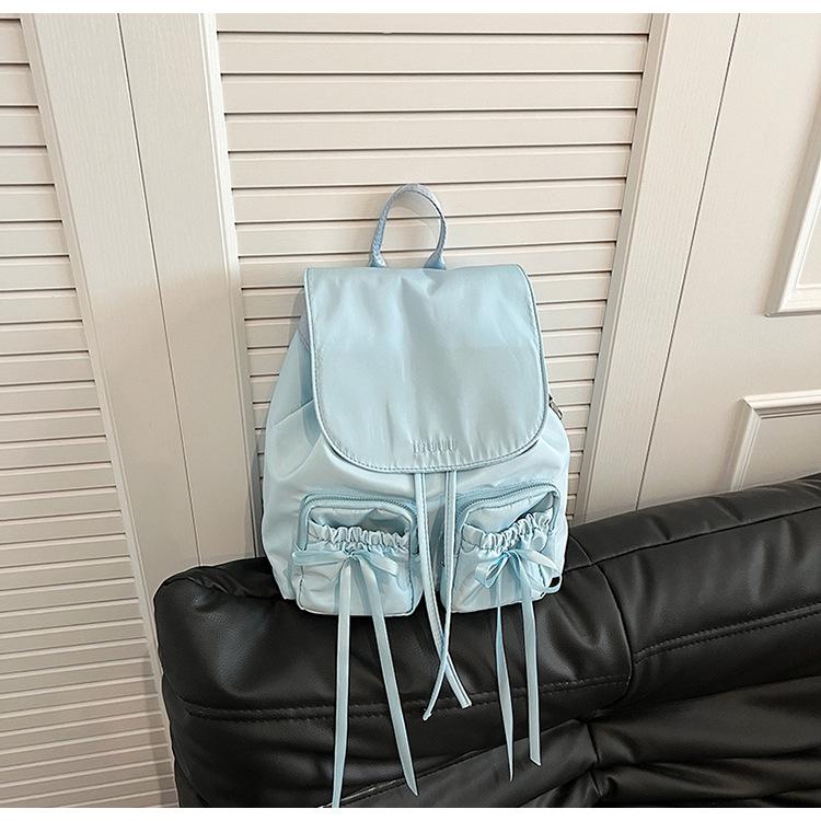 

Korean College Sle Casual Backpack Large Capaci Ballet Girl Knot Double Shoulder Bag Student Bag Nylon Material