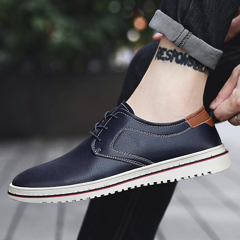 2025 Spring New Low-top British Versatile Soft-sided Breathable Leather Shoes Business Off-trend Shoes Idle Large-size Men's Shoes