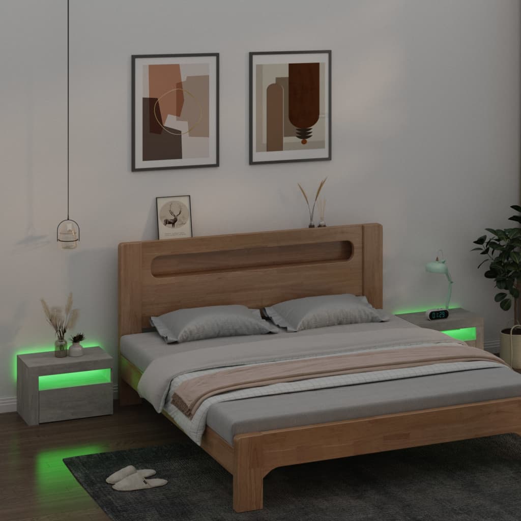 Nightstands 2 pcs with RGB LED lighting concrete gray 60 x 35 x 40 cm