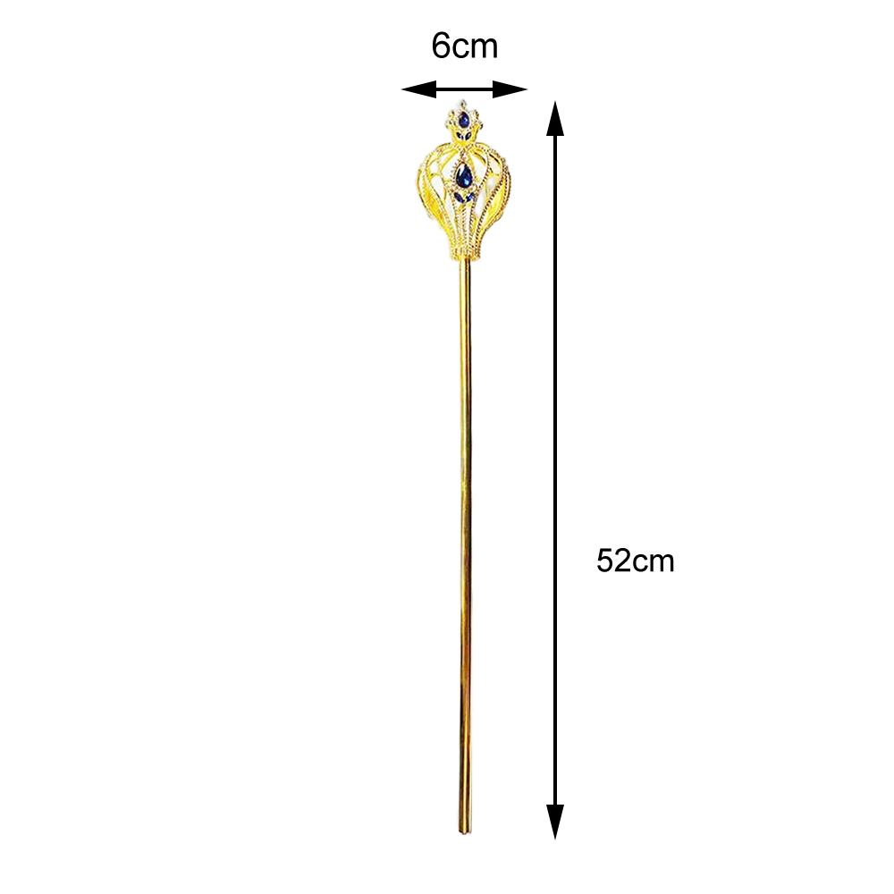 Queen Scepter Costume Staff Gold Comics Princess Wand Role Play Props with Rhinestones for Party Dress-up Costume