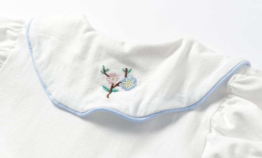 Baby Summer Short Puff Sleeve Embroidered Collared Dress for Toddler Size 90 [LSMUDKINGDOM] One-Piece A-Line Girls, White,