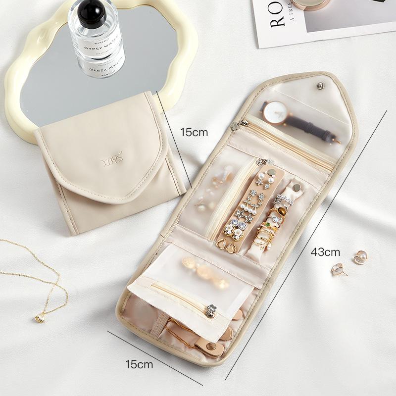 Popular Foldable Jewelry Case Roll Travel Organizer Portable for Journey Earrings Rings Diamond Necklaces Brooches Storage Bag
