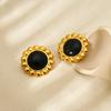 Popular ins light luxury glass flower stud earrings stainless steel plated 18K gold earrings high-end jewelry accessories women