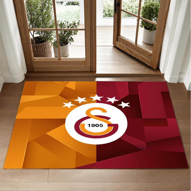 Galatasaray FC Design Crystal Velvet Rug Soft Decorative Mat for Bedroom Entrance