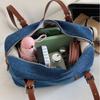 Cute Korean Style Denim Tote Bag Solid Color Tote Bag Large Capacity Handbag PU Leather Large Capacity Underarm Packs Girls