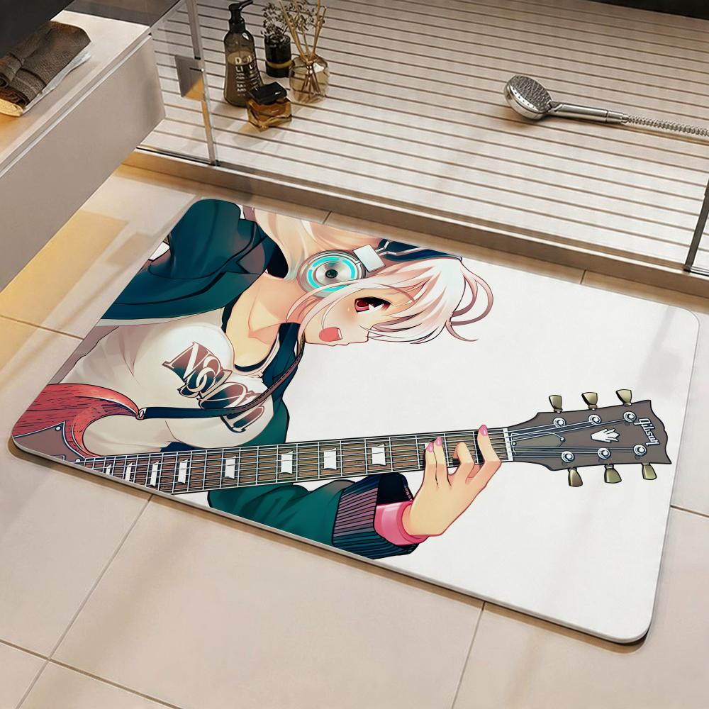 Character S-Super Sonico Floor Mat Eco Diatomite Antibacterial Odor-Resistant Floor Mat & Drain Pad for Kitchen & Bathroom