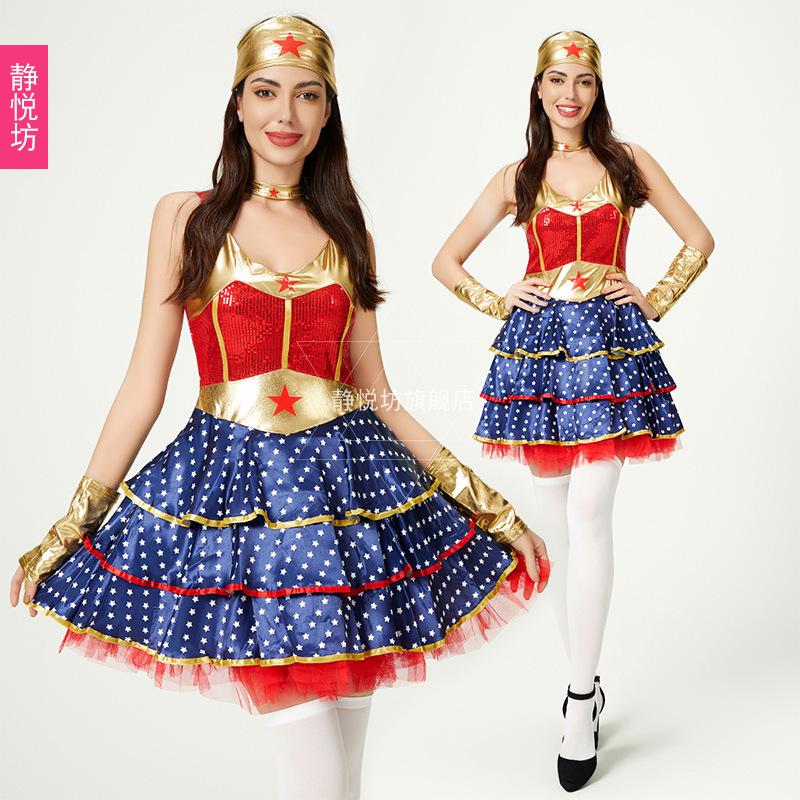 Halloween Wonder Woman Cosplay Costume Avengers Party Costume Girl Dress