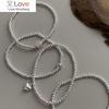 925 Sterling Silver Beaded Square Heart Bracelet For Women Simple Personality Cool Bracelet Korean Selling Jewelry