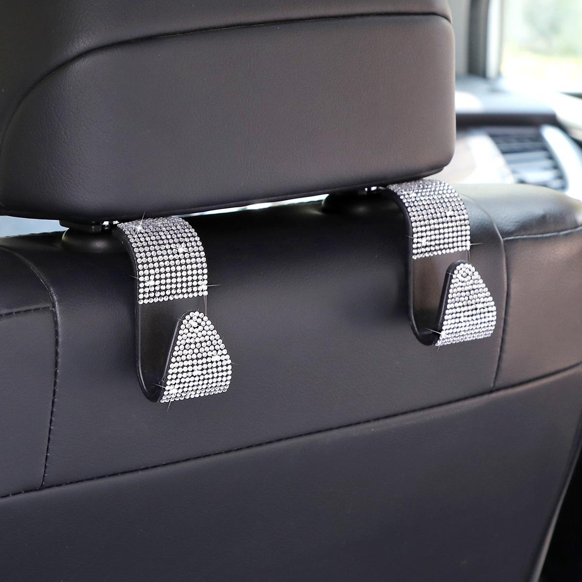 

2pcsMultifunction Portable Rhinestone Car Seat Back Hook Headrest Storage Holder Hanging Bag Organizer Auto Interior Accessories
