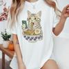 Cat Rahmen Unisex T-shirt, Cat Eating Ramen Funny Shirt, Graphic Tee for Cat Lovers, Vintage Kitty Top, Cool Casual Cat Print Shirt