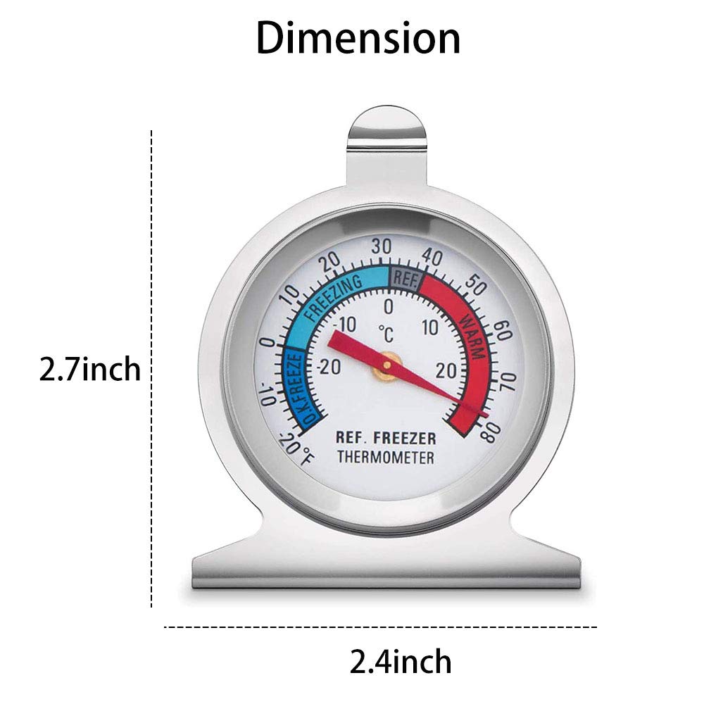 4pcs Refrigerator Freezer Thermometer Measurement Range Large Dial Thermometer (-30°C~30°C/ 20~80°F)