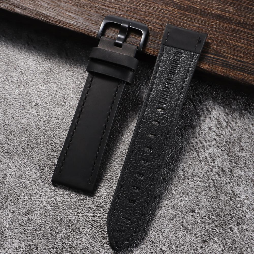 Vintage Cowhide Watch Strap 18mm 20mm 22mm 24mm Dark Brown Watch Band Black Buckle Leather Wristband for Men Women Accessories