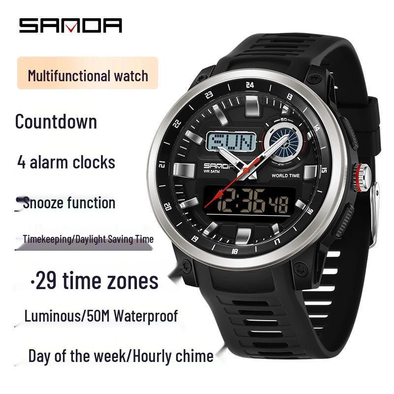

Унисекс цифровые спортивные часы Sanda с 4 будильниками, уличным секундомером и таймером для бега