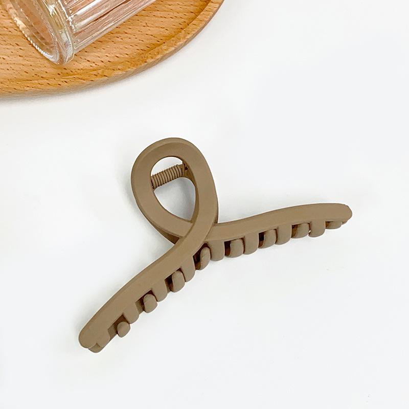 Retro Milk Coffee Series: Sweet Girl Shark Clip with Frosted Hollow Design - Fashion Hair Accessory